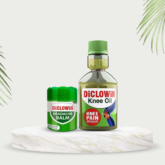 DiCLOWiN Knee Oil (60ml)& Headache Relief Balm Combo