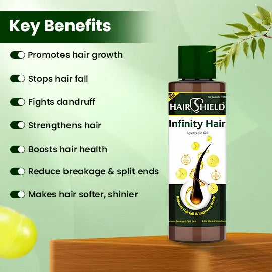 Hairshield Infinity Hair Ayurvedic Oil with 21 Herbs including Bhringraj, Henna, Amla, Neem | 8 Natural Oils | Promotes Hair Growth, Stops Hairfall, Reduces Breakage & Split Ends, Removes Dandruff | 100ml(Pack of 2)