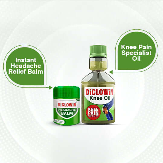 DiCLOWiN Knee Oil (60ml)& Headache Relief Balm Combo