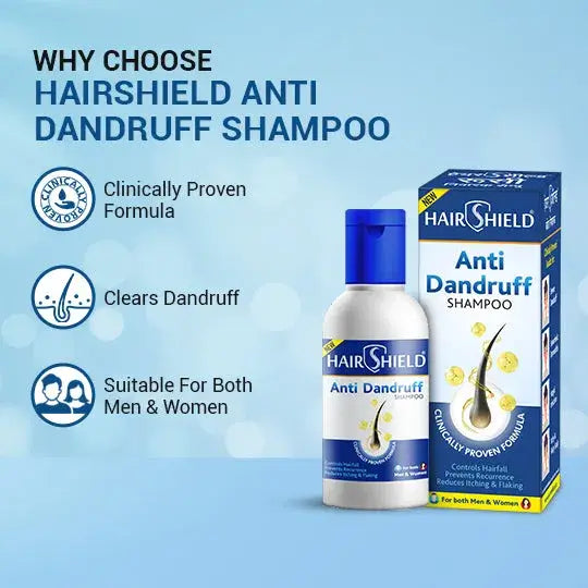 Hairshield Anti Dandruff Shampoo Travel Pack | Prevents Dandruff, Hair Fall & Flaky Scalp | Suitable for All Hair Types Men & Women | Trusted Brand for Smooth Hair | Pack of 3x30ml