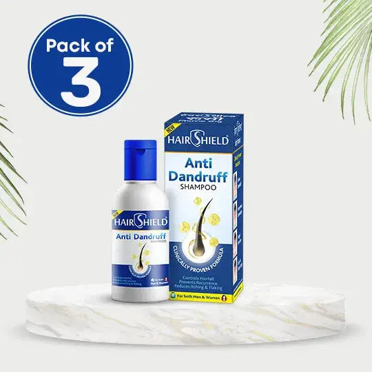Hairshield Anti Dandruff Shampoo Travel Pack | Prevents Dandruff, Hair Fall & Flaky Scalp | Suitable for All Hair Types Men & Women | Trusted Brand for Smooth Hair | Pack of 3x30ml