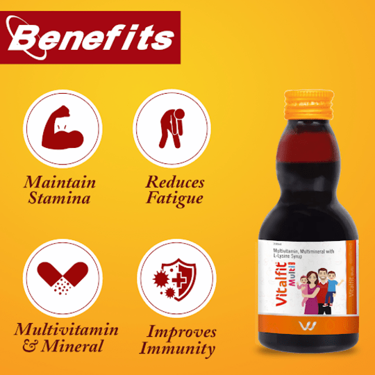 Vitalfit Multi Syrup | Boost Immunity | Power House of Multi-Vitamins, Multi-Minerals, Antioxidant | 200ml Bottle|(Pack of 2)
