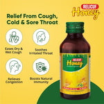 Load image into Gallery viewer, Relicuf Honey Ayurvedic Cough Syrup | Enriched with 11 Herbs – Tulsi, Mulethi, Sonth, Vasaka, Karkatshringi, Pipali & Pudina | Non-Drowsy & Alcohol-Free | 100ml (Pack of 2)