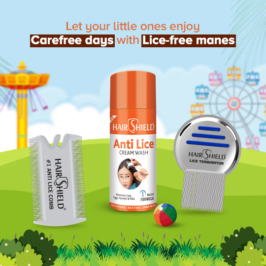 Hairshield Lice Terminator Combo | #1 Anti Lice 1 Wash 30ml Solution with Plastic Comb Pack + 1 Original Stainless Steel Micro-Grooved Teeth Comb | Safe for Kids, Men & Women