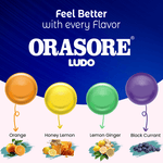 Load image into Gallery viewer, Orasore Ludo Medicated Throat Lozenges | Ayurvedic Relief for Sore Throat, Cough & Irritation | 4 Amazing Flavors Orange, Honey Lemon, Lemon Ginger, & Black Currant | Pack of 10 Strips