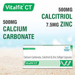 Load image into Gallery viewer, Vitalfit CT Calcium Carbonate Zinc Vitamin D Softgels | Multimineral Support for Cardiac, Bone & Heart Health | For Men and Women