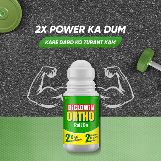 Diclowin Ortho Roll On(50ml) | Mess-free Applicator for Back, Foot, Neck, Shoulder, Leg, Sciatica & Hand Pain | Works on Muscles with 2x Cooling Power Formula | Non Staining, Long Lasting & Fast Absorbing(Pack of 2)