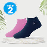 Load image into Gallery viewer, Heelmate Ankle Length Socks Pink and Blue combo | Breathable, Soft & Sustainable Fabric | Ultimate Comfort & Moisture Retention | Daily Wear & Sporty | Pack of 2