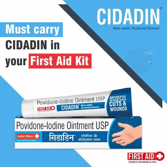 Cidadin 10g | Antiseptic, Anti Microbial Medicated Cream for Cuts, Scratches, Burns & Wounds | Clinically Proven & Worldwide Accepted Povidone-Iodine Formula | Essential First Aid Ointment(Pack of 10)