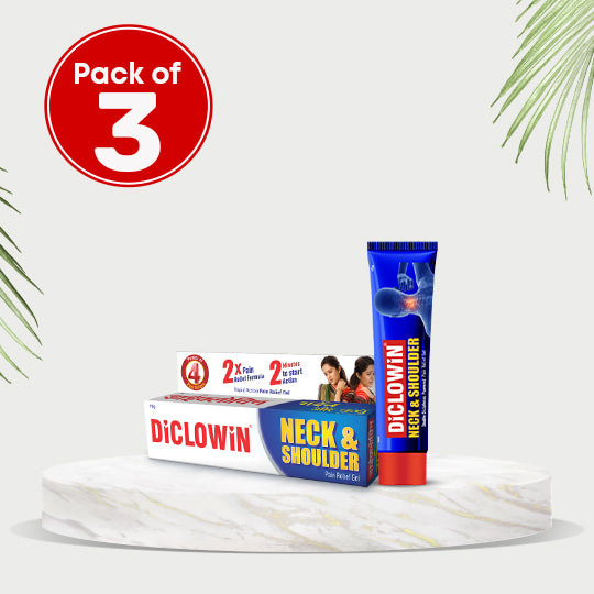 Diclowin Neck & Shoulder Gel 15g | Lightweight, Non-Sticky & Fast-Absorbing | Ideal For Neck, Shoulder & Upper Back Discomfort | Long-Lasting Effect Up to 12 Hours(Pack of 3)