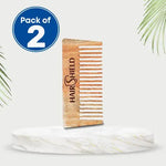 Load image into Gallery viewer, Hairshield Neem Comb (Pack of 2) | Anti Hairfall & Anti Dandruff Comb | Detangling, Anti Frizz & Shine Enhancer | Suited For All Hair Types | Wide Tooth Original Neem Wood Comb