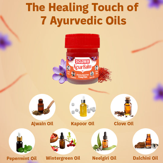 DiCLOWiN Kesar Balm &  Knee Oil 60ml Combo