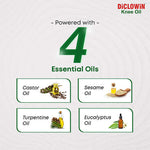 Load image into Gallery viewer, DiCLOWiN Knee Oil (60ml) | (Pack of 4)  Provides Joint, Knee, Ortho Pain & Arthritis Relief with Deep Penetrating Action for Lasting Comfort & Mobility | Blend of Science & Ayurveda | Unique Bottle, Non-Greasy Oil, Effective, Rich Aroma