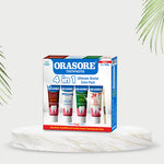 Load image into Gallery viewer, Orasore 4-in-1 Ultimate Dental Care Pack | Red Ayurvedic, Whitening, Salt & Neem, 24x7 Miswak Toothpastes | Free Bamboo Toothbrush | 4 x 100g