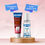 Load image into Gallery viewer, Orasore Red Toothpaste & Mouthwash Duo | 100g Paste with Free Bamboo Toothbrush  | Colorless Clear 100ml Mouthwash | Anti-Sensitivity, Anti-Bacterial, Anti-Oxidant & Anti-Inflammatory | Perfect Teeth Protection