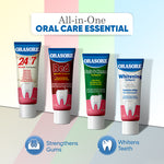 Load image into Gallery viewer, Orasore 4-in-1 Ultimate Dental Care Pack | Red Ayurvedic, Whitening, Salt & Neem, 24x7 Miswak Toothpastes | Free Bamboo Toothbrush | 4 x 100g