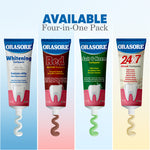 Load image into Gallery viewer, Orasore 4-in-1 Ultimate Dental Care Pack | Red Ayurvedic, Whitening, Salt & Neem, 24x7 Miswak Toothpastes | Free Bamboo Toothbrush | 4 x 100g