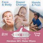 Load image into Gallery viewer, Handeez Water Wipes with 99% Pure Water | Vitamin E & Aloe Vera | Unscented & Ultra Soft for Sensitive Skin | Free from Sulphates, Parabens & Alcohol | Plastic Lid Packing (72 Baby Wipes)(Pack of 1)