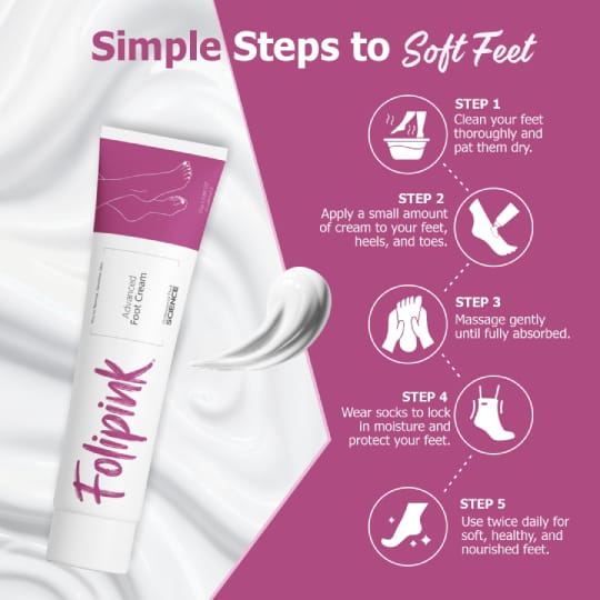 Folipink Advanced Foot Cream with Urea, Salicylic Acid & Lactic Acid | Intense Repair for Cracked Heels & Dry |  |Feet Deep Moisturization with Lanolin, Kokum Butter & Calendula | 25g(Pack of 3)