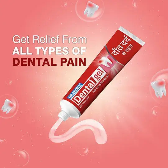 Orasore Dental Gel | Instant Tooth, Gum & Dental Pain Relief Gel with Benzocaine and Clove Oil (Pack of 4 x 10gm)