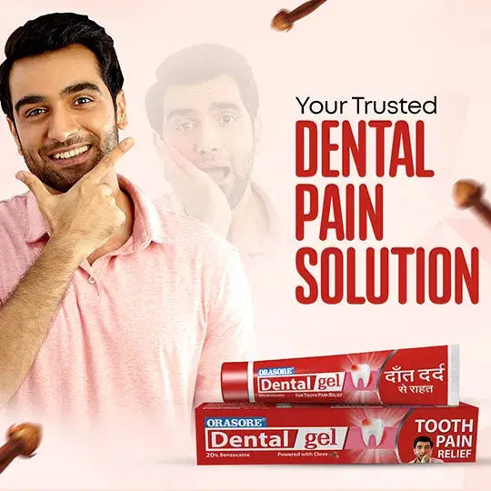 Orasore Dental Gel | Instant Tooth, Gum & Dental Pain Relief Gel with Benzocaine and Clove Oil (Pack of 4 x 10gm)
