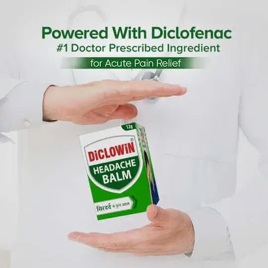 DiCLOWiN Headache Relief Balm (Pack of 4) Clinically Proven 3x Formula | Non-Staining & Non-Burning | Migraine, Irritation, Stress & Excess Screen Exposure Relief | Rich Aroma & Long Lasting