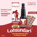 Load image into Gallery viewer, Folipink Lohsundari – Ayurvedic Medicinal Tonic for Women's Health (225ml + Extra 20 Tablets)