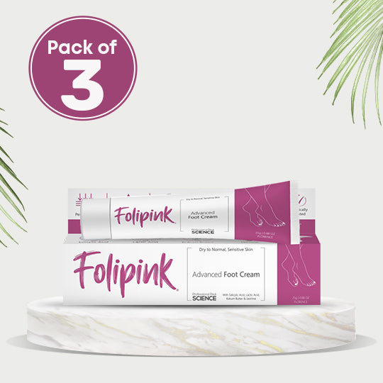 Folipink Advanced Foot Cream with Urea, Salicylic Acid & Lactic Acid | Intense Repair for Cracked Heels & Dry |  |Feet Deep Moisturization with Lanolin, Kokum Butter & Calendula | 25g(Pack of 3)