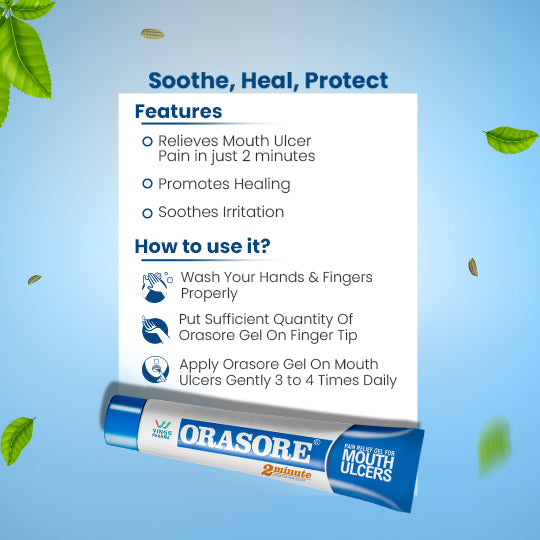 Orasore Mouth Ulcer Gel (Pack of 3) | Numbs Mouth Ulcers Pain in 2 Minutes  | Formulated with 3 active ingredients Glycerine, Spearmint & Fennel | Most Effective Brand for Mouth Ulcers