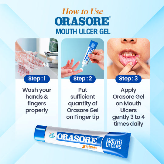 Orasore Mouth Ulcer Gel (Pack of 3) | Numbs Mouth Ulcers Pain in 2 Minutes  | Formulated with 3 active ingredients Glycerine, Spearmint & Fennel | Most Effective Brand for Mouth Ulcers
