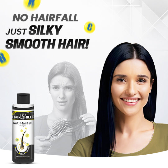 Hairshield Anti Hairfall Daily Shampoo | Plant Keratin, Biotin & Caffeine | Cleanses Scalp, Controls Frizz, Hair Breakage & Split Ends | Developed by Experts | Paraben Free | Shining Black | 100ml