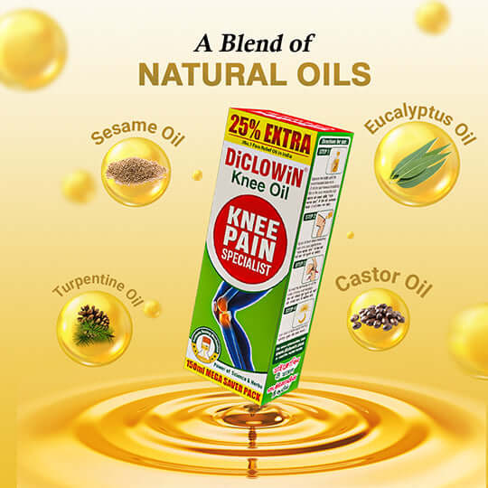 DiCLOWiN Knee Oil (150ml) | 25% Extra | Provides Joint, Knee, Ortho Pain & Arthritis Relief with Deep Penetrating Action for Lasting Comfort & Mobility | Blend of Science & Ayurveda | (BUY 1 GET 1 FREE )