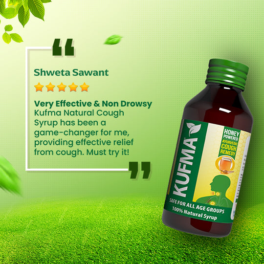Kufma Natural (100% Natural) Cough Relief syrup  (Pack of 2)  Kufma Natural Ayurvedic Cough Syrup | Made with 18 Natural Herbs including Natural Honey and Karkatashringi | Soothing Cough Relief | Safe for All Ages