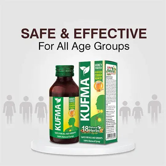 Kufma Natural (100% Natural) Cough Relief syrup  (Pack of 2)  Kufma Natural Ayurvedic Cough Syrup | Made with 18 Natural Herbs including Natural Honey and Karkatashringi | Soothing Cough Relief | Safe for All Ages