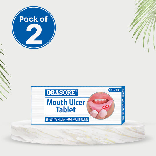 Orasore Mouth Ulcer Tablet (Pack of 2) |Contains Vitamin B2, B3, B9 and Probiotics | Provides All Round Essential Supplements to Body for Oral Ulcer Control | Free Pen Inside Every Pack