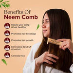 Load image into Gallery viewer, Hairshield Neem Comb (Pack of 2) | Anti Hairfall & Anti Dandruff Comb | Detangling, Anti Frizz & Shine Enhancer | Suited For All Hair Types | Wide Tooth Original Neem Wood Comb
