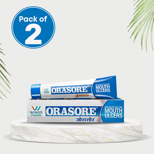 Orasore Mouth Ulcer Gel (Pack of 2) | Numbs Mouth Ulcers Pain in 2 Minutes  | Formulated with 3 active ingredients Glycerine, Spearmint & Fennel | Most Effective Brand for Mouth Ulcers