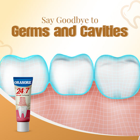 Orasore 24x7 Miswak Toothpaste 100g with Bamboo Brush Inside | 24 Natural Extracts to Fight 7 Problems | Stops Tooth pain, Protects Gums, Whitens Teeth, Removes Plaque, Fights Germs & Cavities | Refreshing & Original | Trusted Brand(Pack of 2)