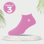 Load image into Gallery viewer, Heelmate Ankle Length Socks Pink | Breathable, Soft & Sustainable Fabric | Ultimate Comfort & Moisture Retention | Daily Wear & Sporty | Pack of 3