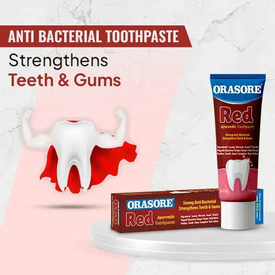 Orasore Red Toothpaste with Free Bamboo Brush | Anti-Sensitivity, Anti-bacterial, Anti-oxidant & Anti-inflammatory | 14 Clinically Proven Ayurvedic Extracts for Bad Breath, Dental Stains (Pack of 2)