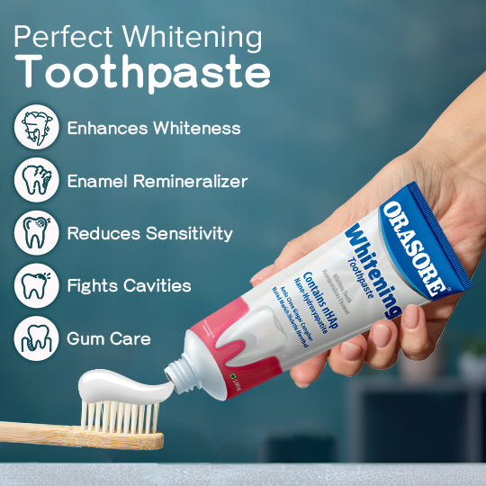 Orasore Toothpaste Combo | nHAp Whitening Toothpaste 100g + Ayurvedic Red Toothpaste 100g + Orasore Mouth Wash 250ml