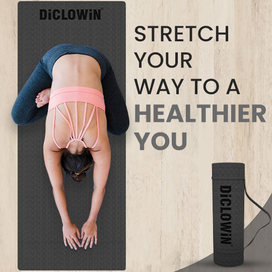 DiCLOWiN Yoga Mat | 6mm, Anti Slip, Extra Grip | Storage Strap Included | Exercise, Stretch, Rest & Yoga For Men, Women, Children, Elderly