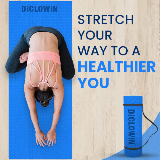 DiCLOWiN Yoga Mat | 6mm, Anti Slip, Extra Grip | Storage Strap Included | Exercise, Stretch, Rest & Yoga For Men, Women, Children, Elderly