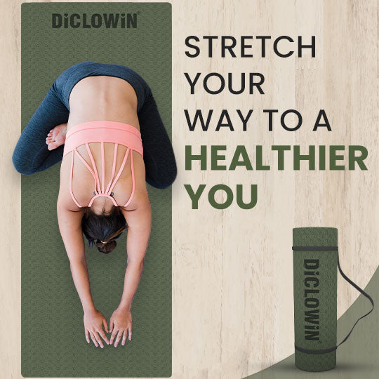 DiCLOWiN Yoga Mat | 6mm, Anti Slip, Extra Grip | Storage Strap Included | Exercise, Stretch, Rest & Yoga For Men, Women, Children, Elderly