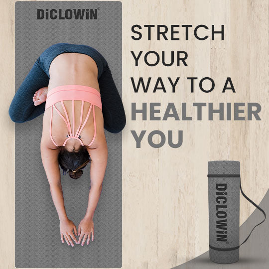 DiCLOWiN Yoga Mat | 6mm, Anti Slip, Extra Grip | Storage Strap Included | Exercise, Stretch, Rest & Yoga For Men, Women, Children, Elderly