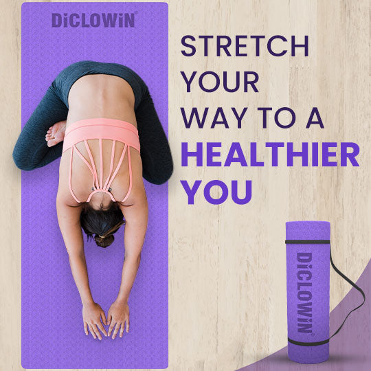 DiCLOWiN Yoga Mat | 6mm, Anti Slip, Extra Grip | Storage Strap Included | Exercise, Stretch, Rest & Yoga For Men, Women, Children, Elderly