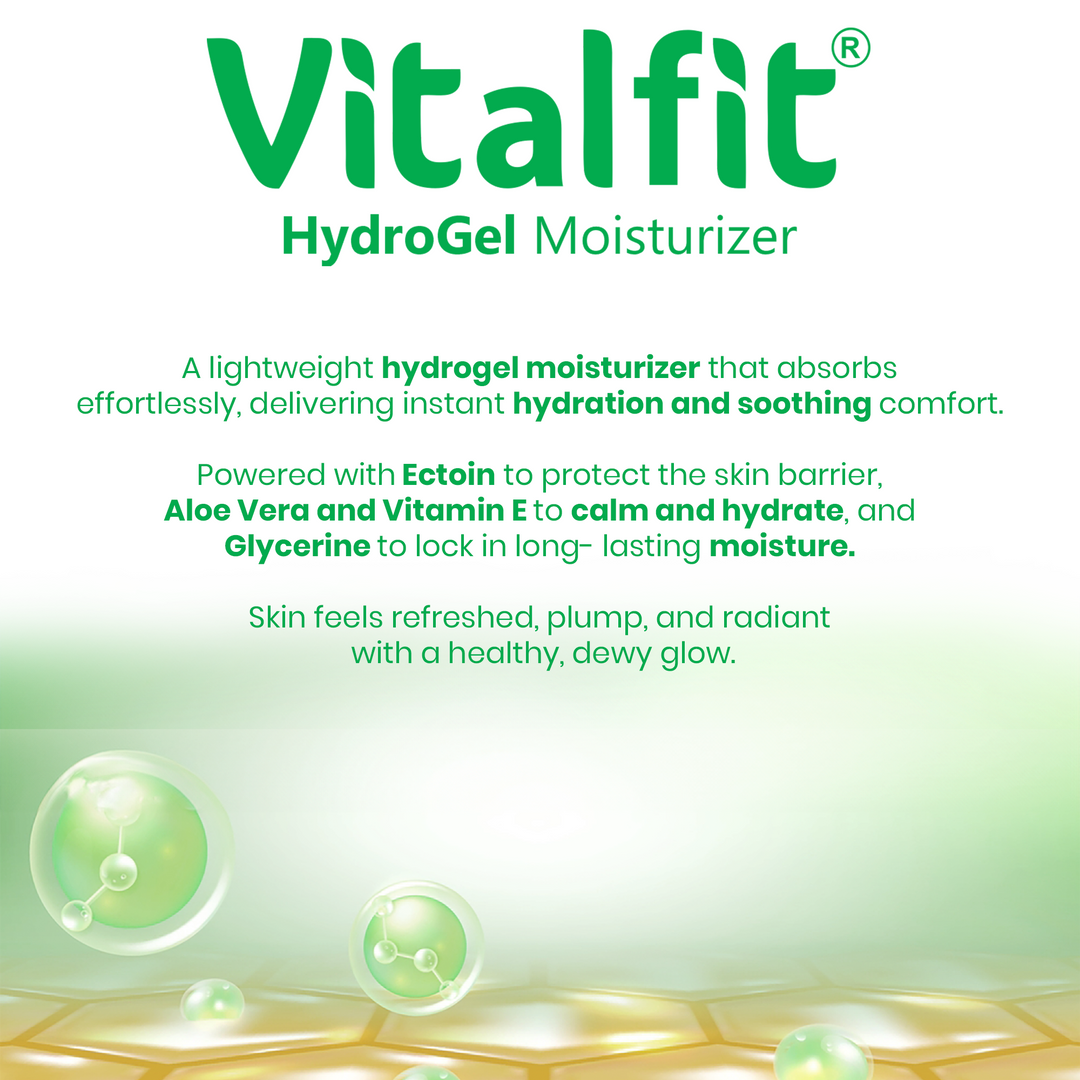 Ectoin HydroGel Moisturizer | Lightweight Hydrating Gel for Sensitive & Dry Skin | With Aloe Vera, Vitamin E & Glycerine | Strengthens Skin Barrier | Non-Sticky | 75ml