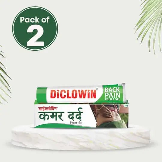 DiCLOWiN Back Pain Relief Gel (Pack of 2) | Quattro-formulation | Non-Staining, Non-Burning | Clincally Proven for Rapid Relief & Long Lasting Cooling Sensation