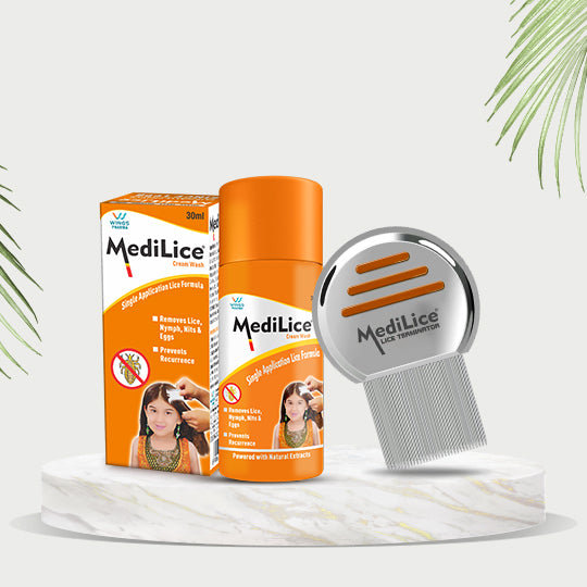 MediLice Complete Lice Eradication Kit | 1 Bottle of 30ml Lice Formula and 1 Terminator Comb | Single Application to Remove Nits & Eggs | Suitable for Babies, Men & Women