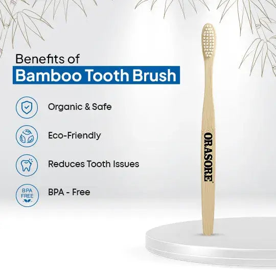 Orasore Bamboo Toothbrush Pack of 4 | Eco-Friendly, Biodegradable, Soft Bristles | Sustainable Oral Hygiene